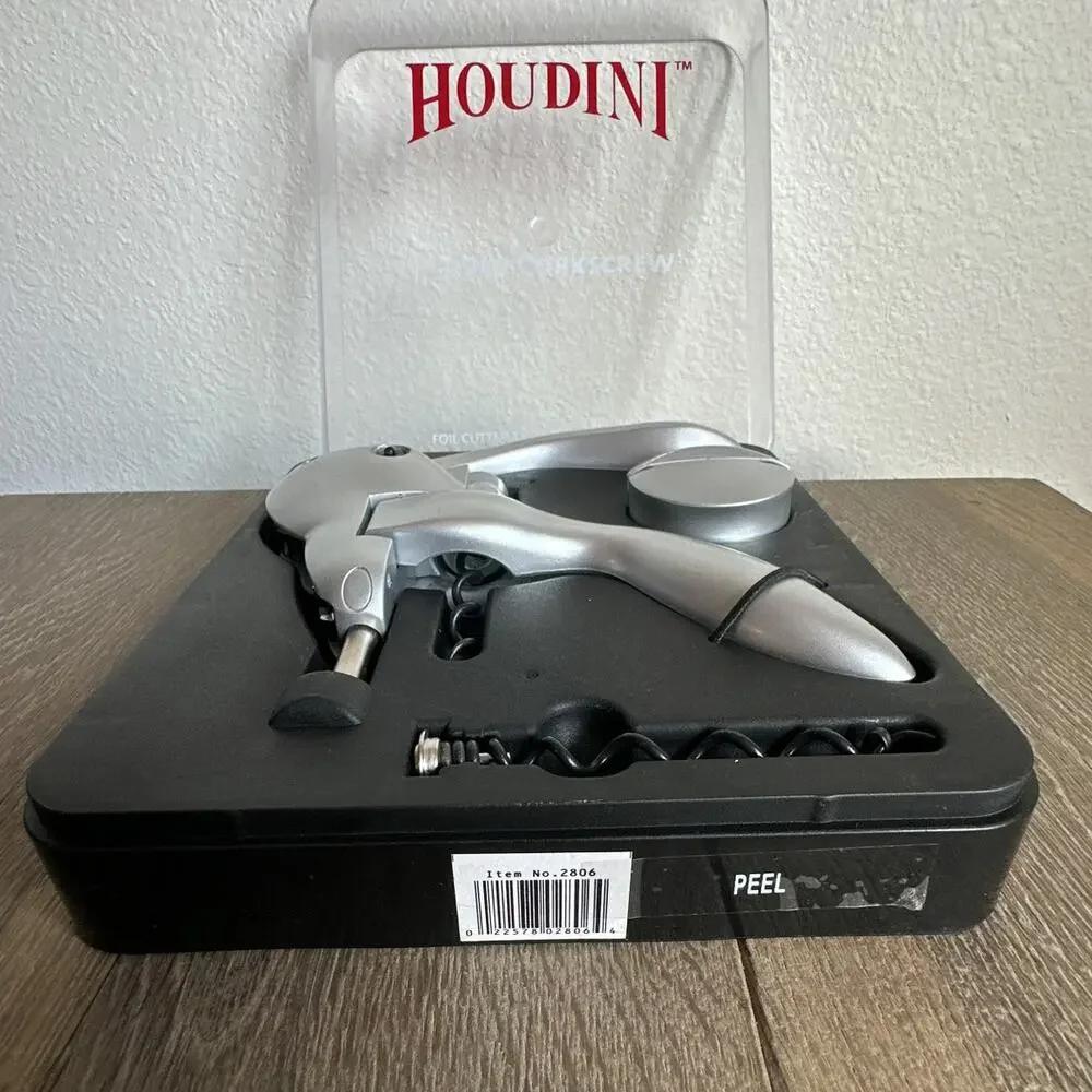 Houdini Lever Corkscrew Wine Opener Set Silver